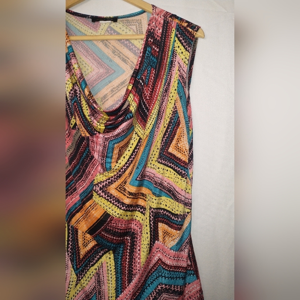 Jennie + Marlis Retro Vintage 60's Style Multicolor Chevron Women's Top Large - Picture 3 of 4
